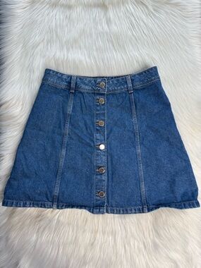 H&M Button Front A-Line Denim Mini Skirt